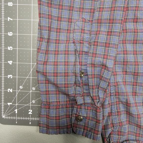 Polo Ralph Lauren Shirt Large Blue Red Tartan Plaid Preppy Academia Ivy League - Picture 3 of 11